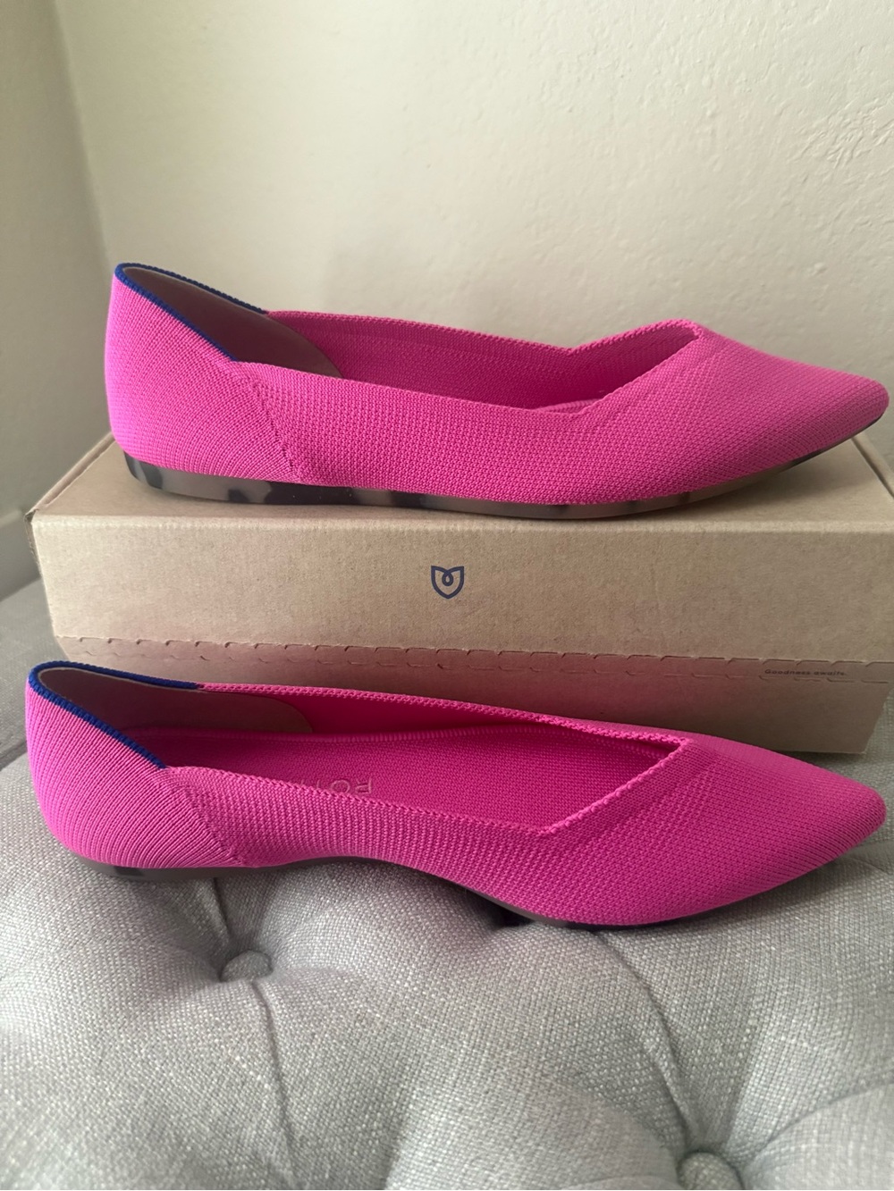 Rothy's Pointed Ballet Flat in Bright Fuchsia - Picture 6 of 8